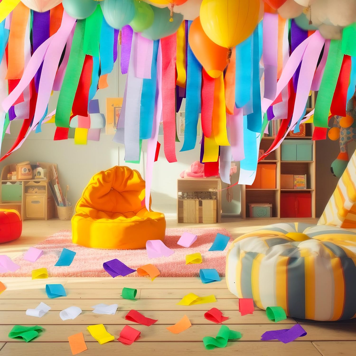 Berlune 48 Rolls Crepe Paper Streamers Rainbow Party Decorations