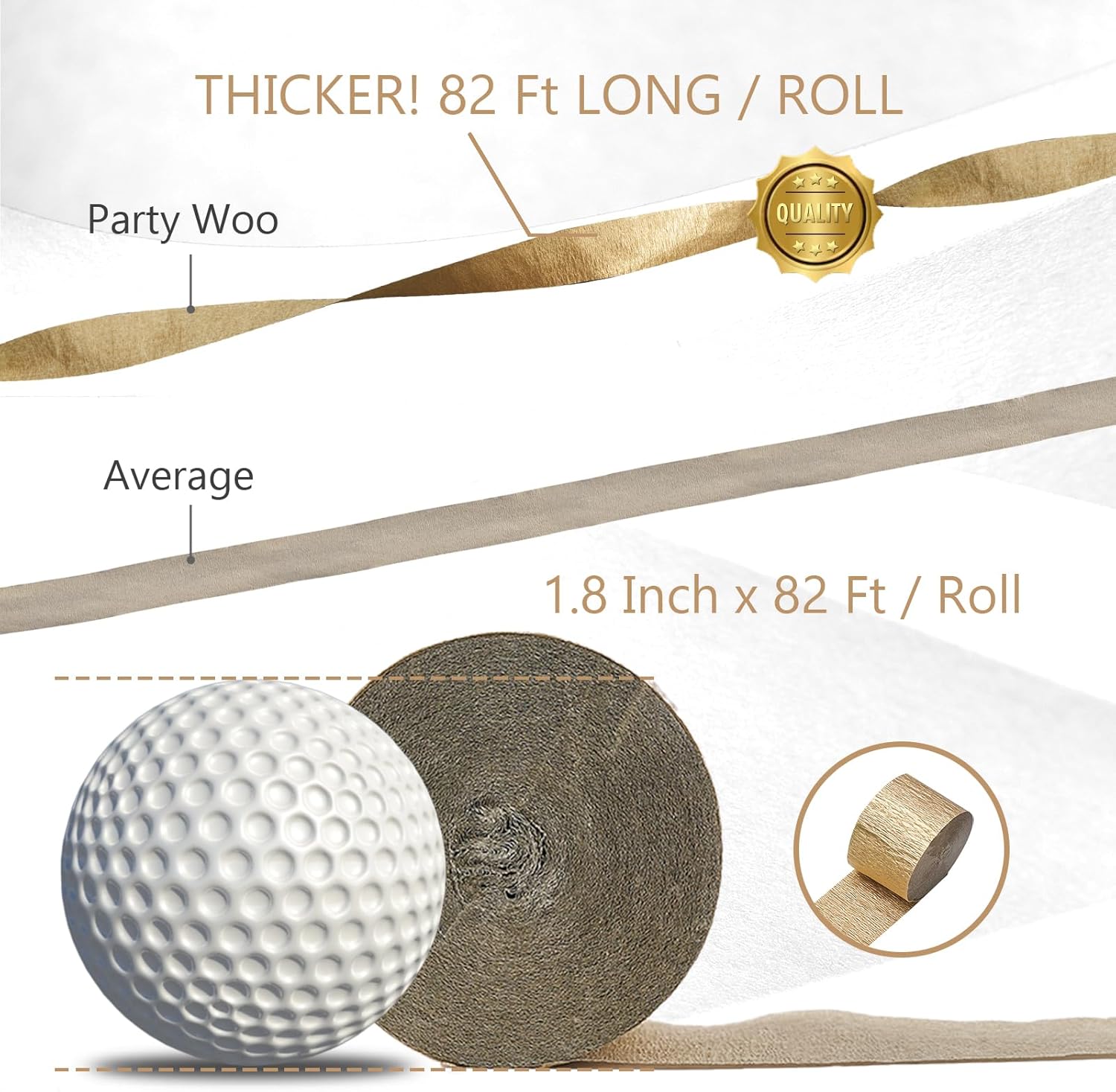 PartyWoo Crepe Paper Streamers 6 Rolls 492ft Burgundy Gold