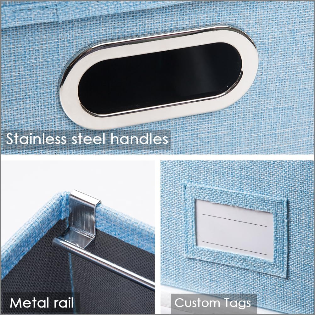 PRANDOM File Organizer Box - Collapsible Letter Legal Blue Storage with Lids