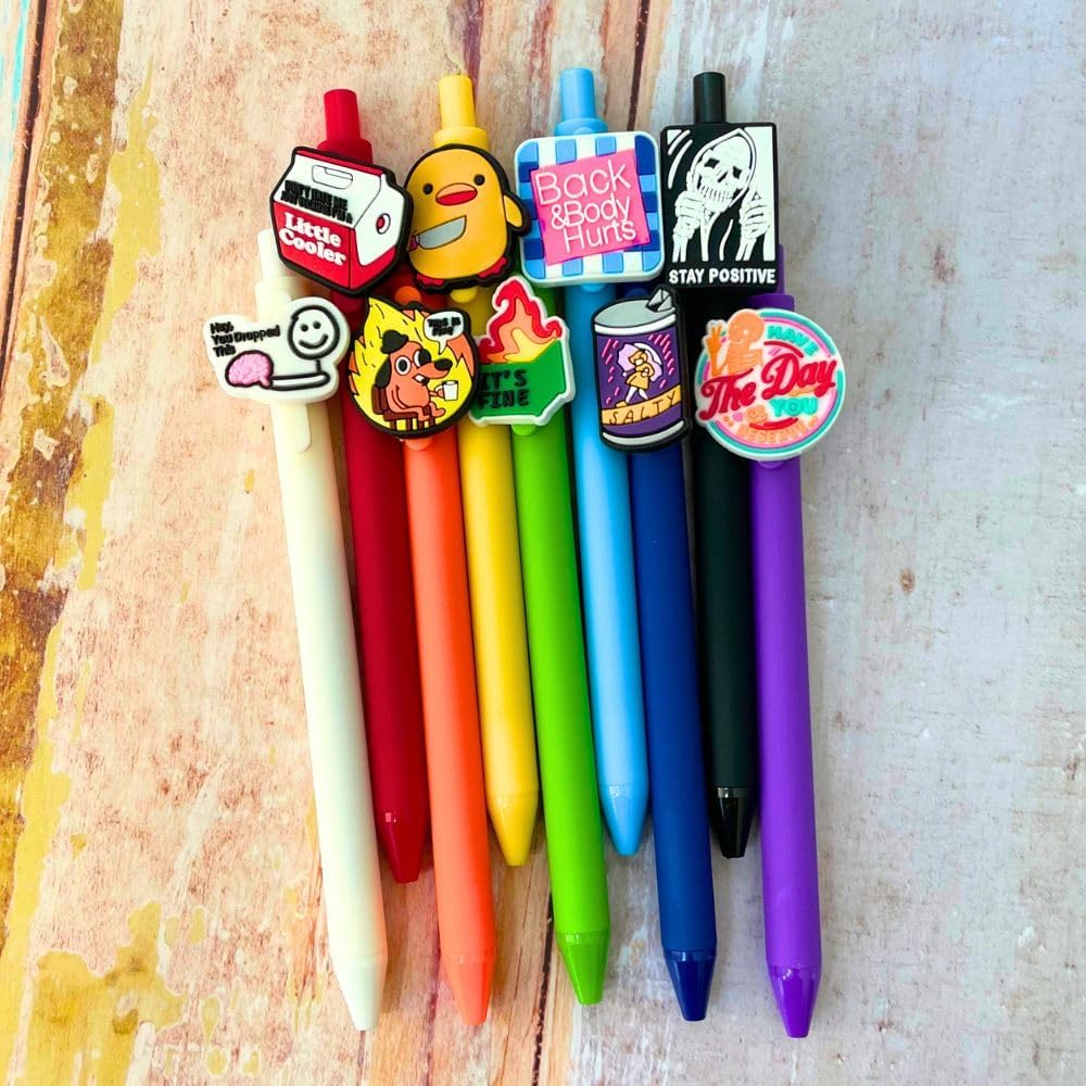 9pc Funny Charm Pen Set with Humor Designs
