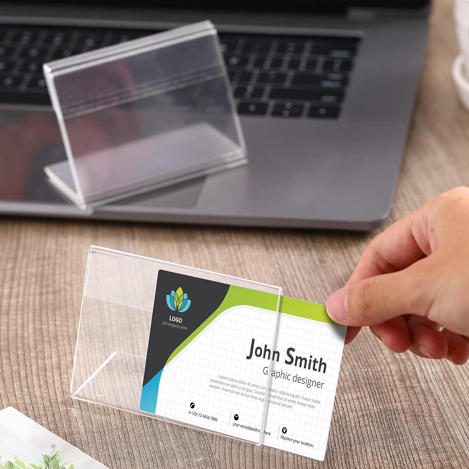 Teling 35 x 25 Inch Acrylic Business Card Holder L Shaped Stand
