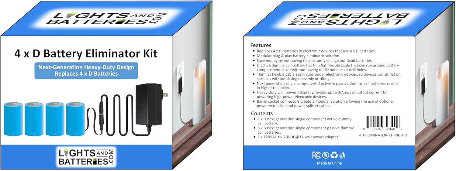 4 x D Next-Generation Heavy-Duty Battery Replacement Eliminator Kit