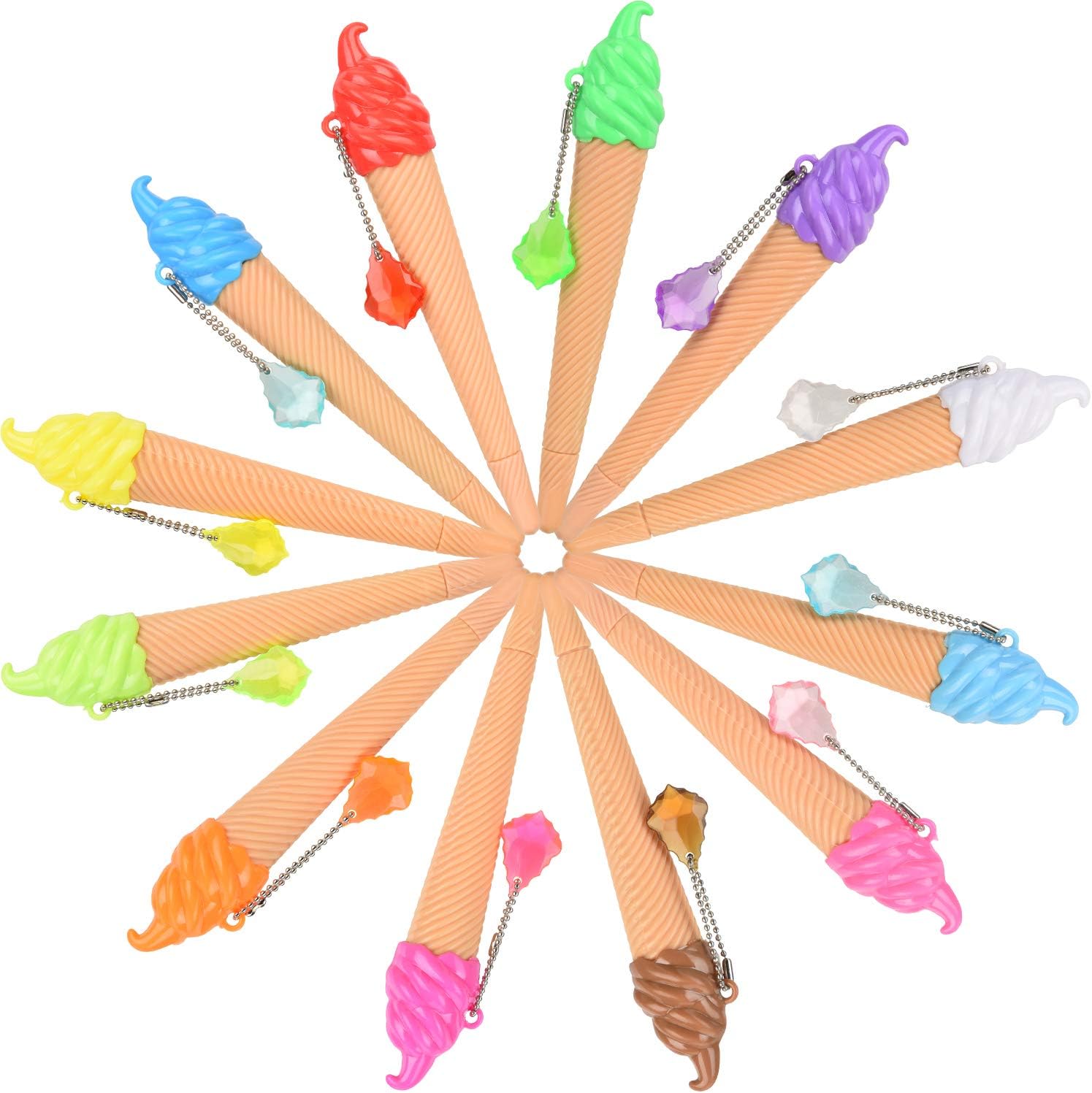 12 Piece Ice Cream Shape Writing Pens for Kids