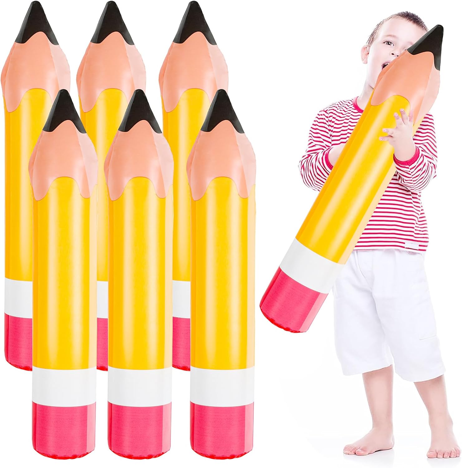 FOIMAS 6 Pack Giant Inflatable Pencils 275 Inch Yellow Decor