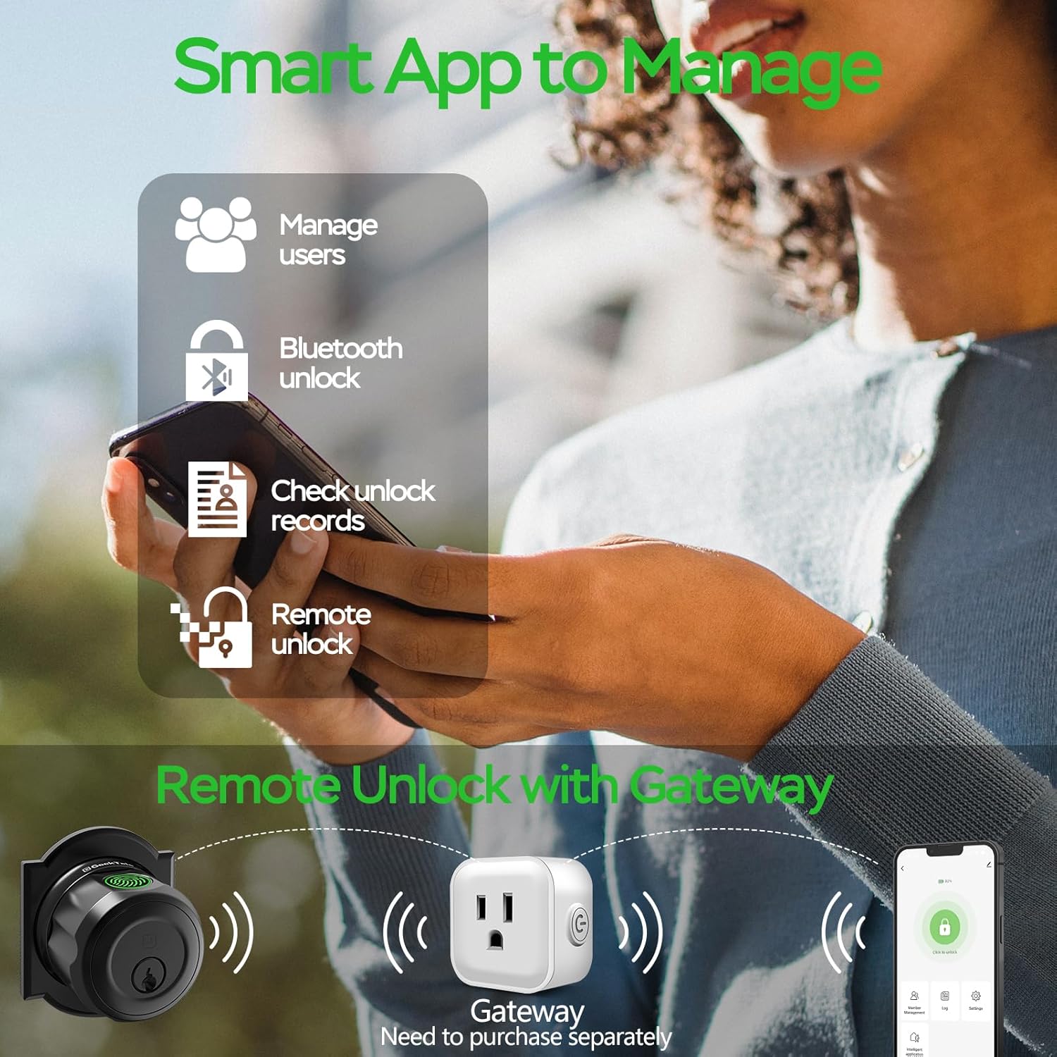 GeekTale Smart Deadbolt Door Lock with Biometric Fingerprint and App Control