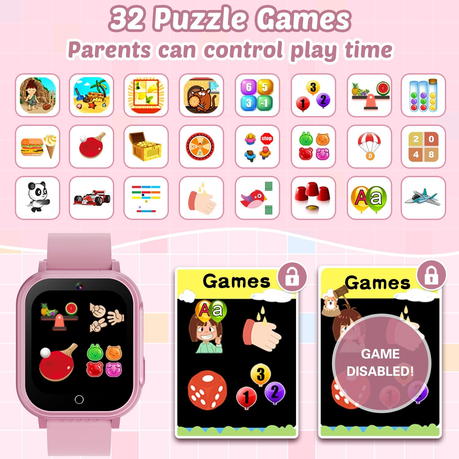 Waterproof Smart Watch for Kids with 32 Games