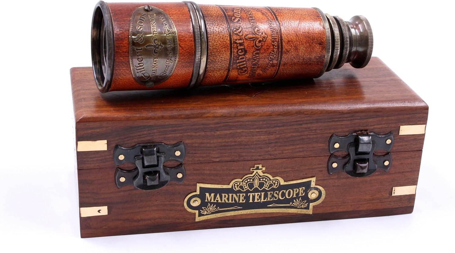 Handcrafted Brass Nautical Telescope with Box