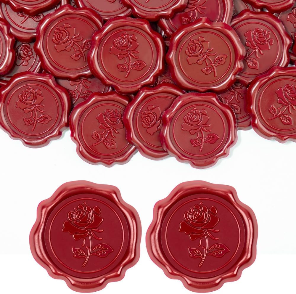 55 Pcs Red Rose Wax Seal Stickers for Envelopes and Invitations