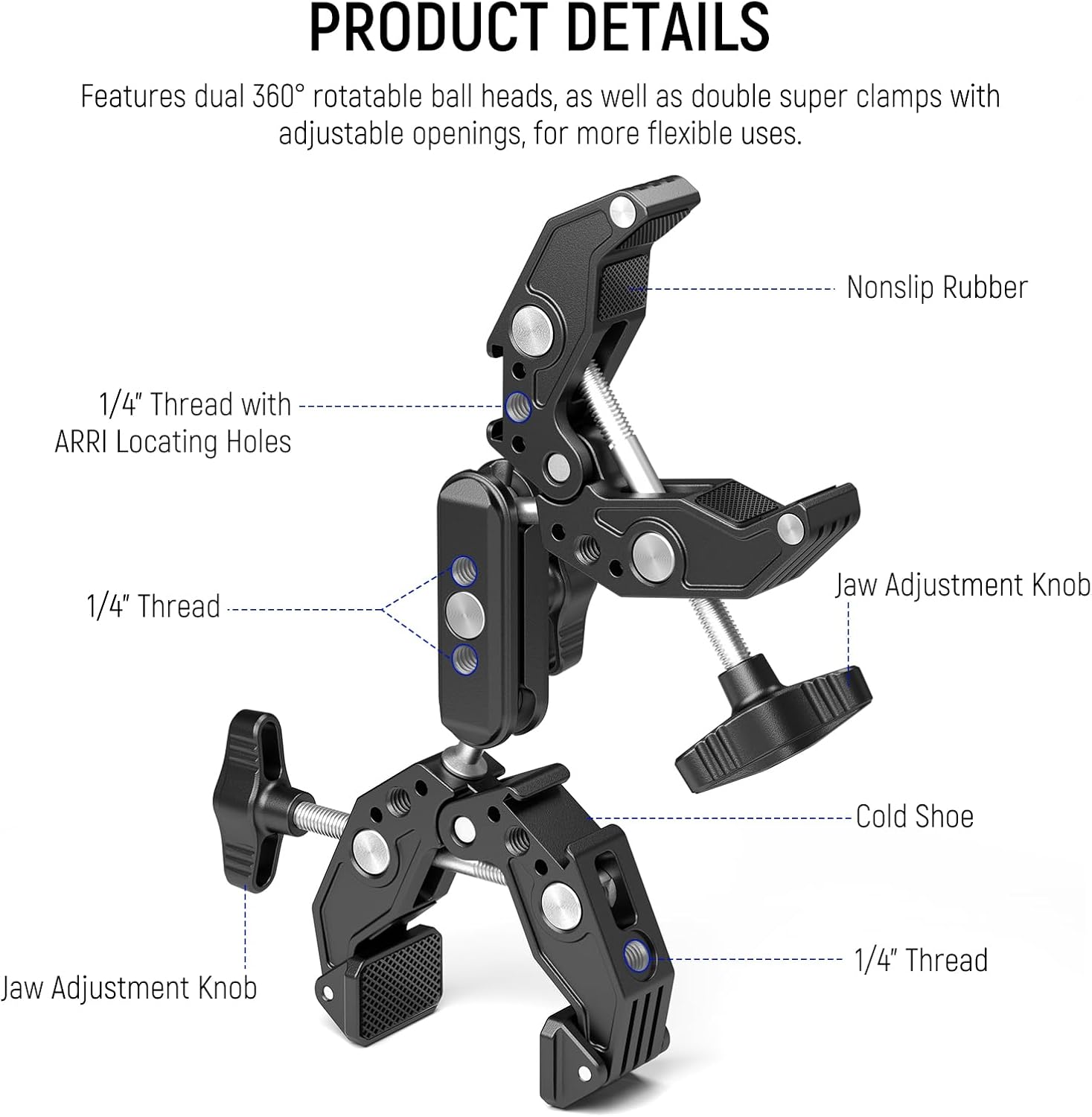NEEWER Double Super Clamp Camera Mount with Magic Arm