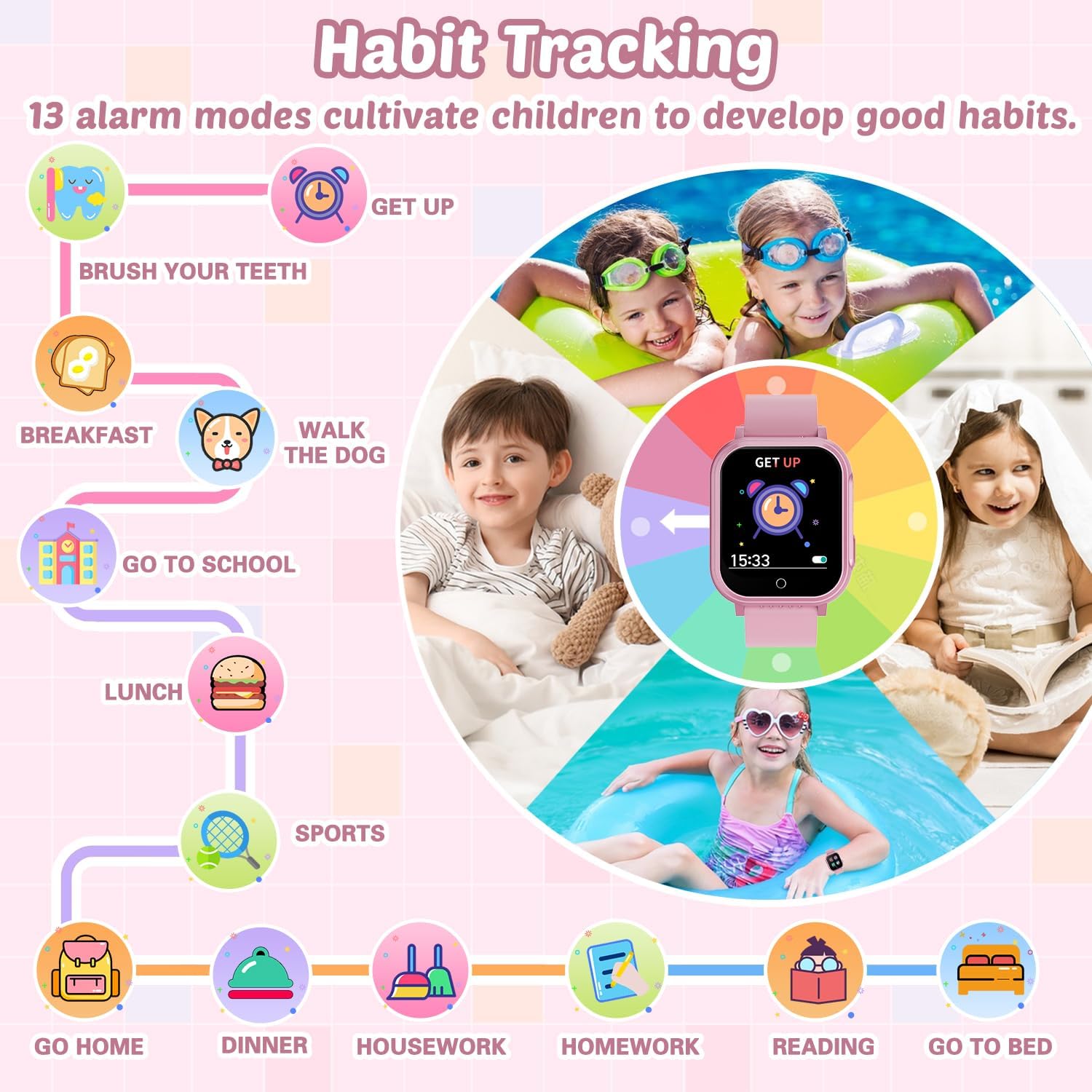 Waterproof Smart Watch for Kids with 32 Games