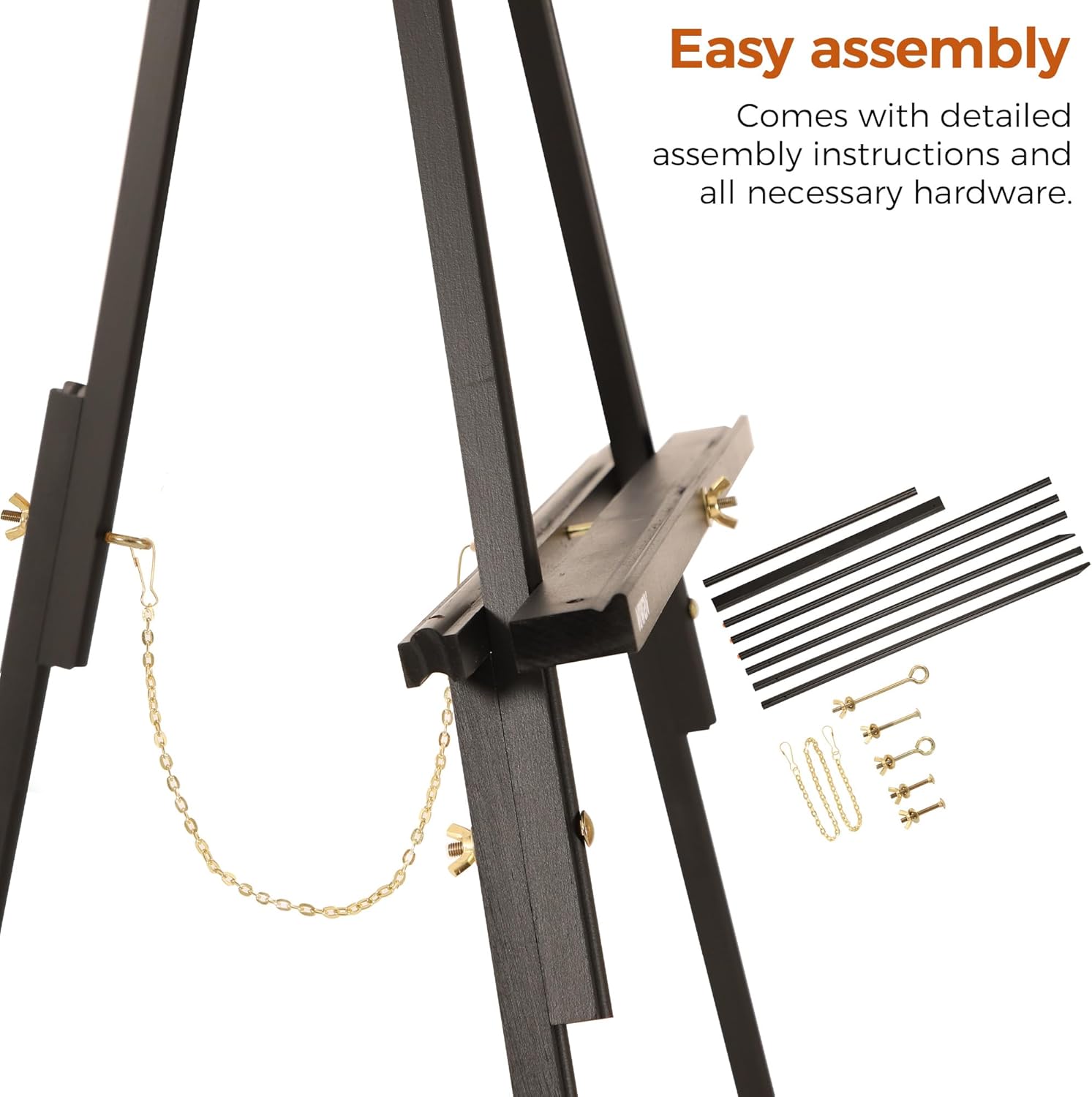 VISWIN 63 Inch Wooden Easel Stand for Display and Painting - Black