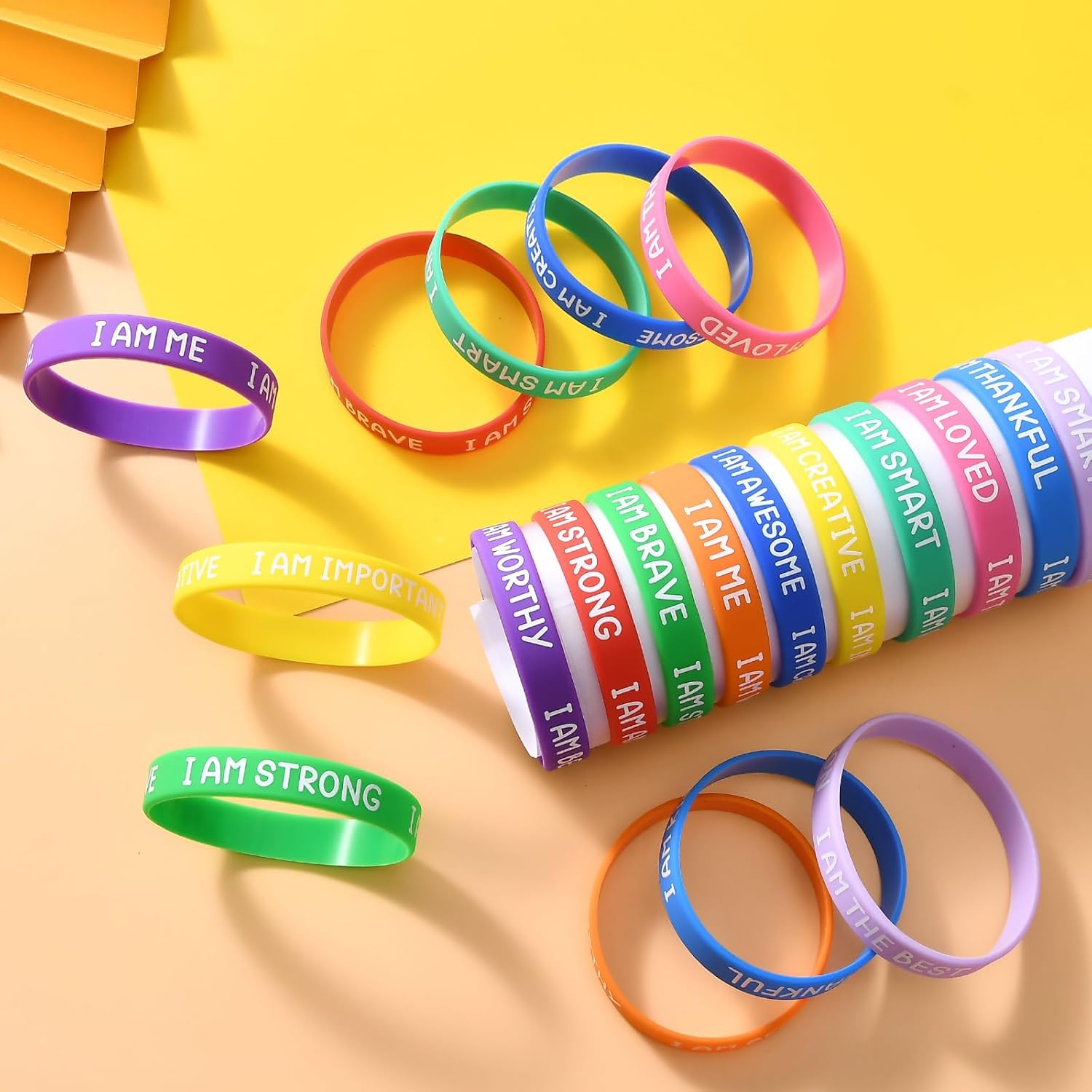 60 Pieces Colorful Motivational Wristbands For Students