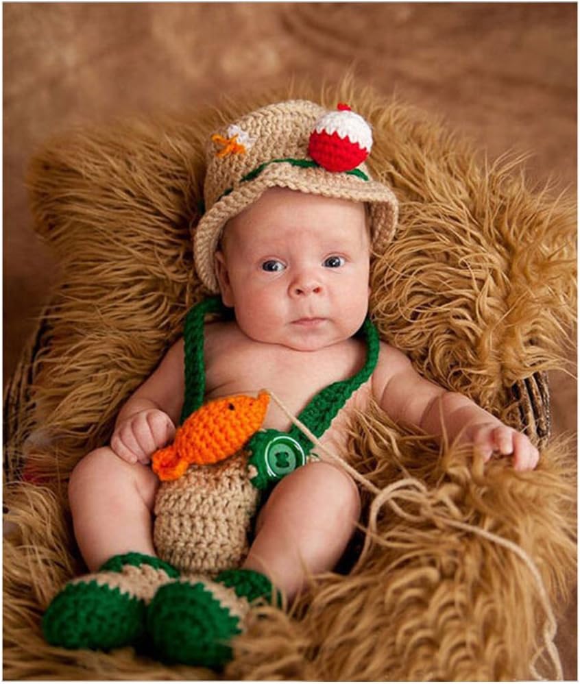 MuTong Newborn Baby Photo Crochet Kintted Fisherman Set