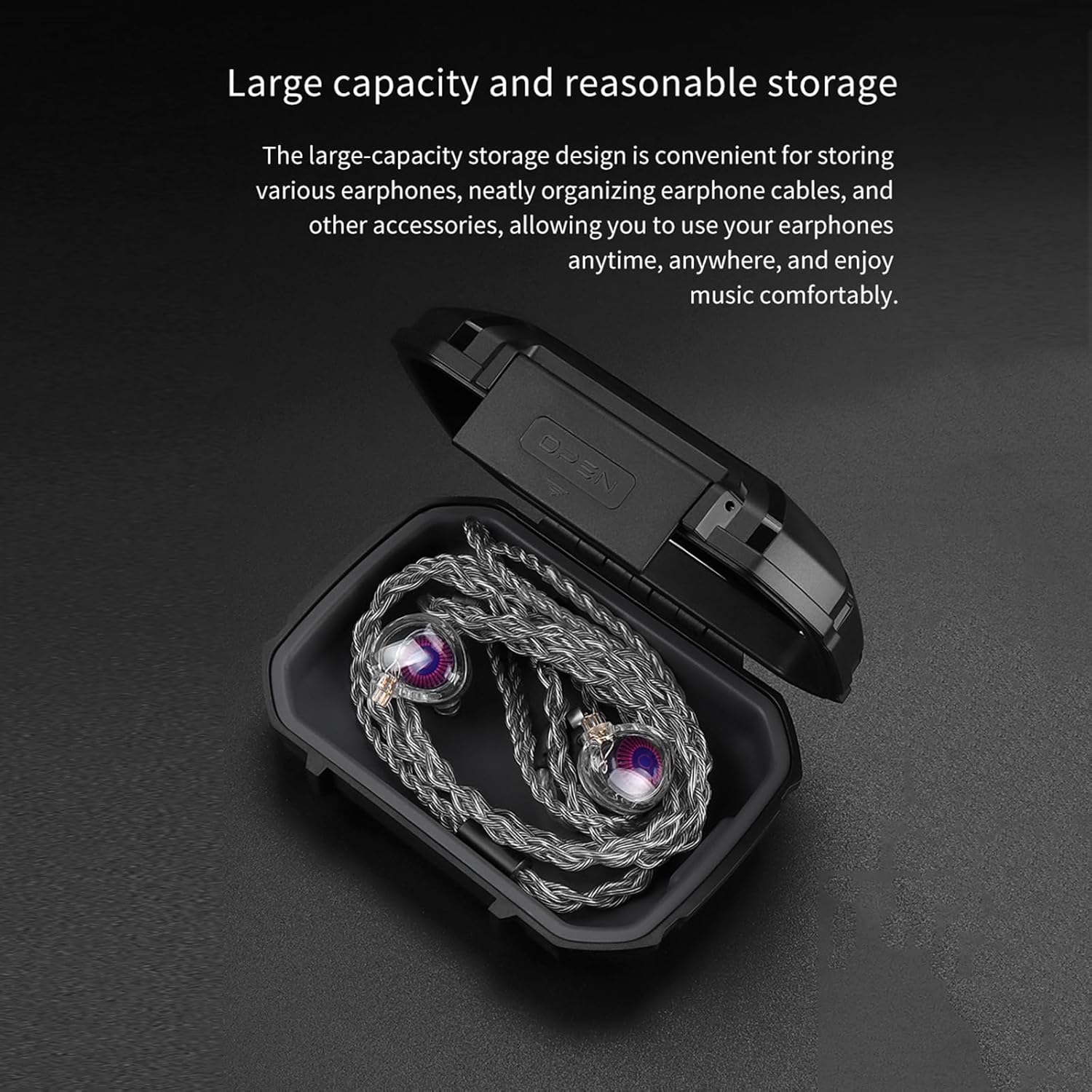 Suspirit Matte Black Earphone Case for Earbuds Cables Keys and More