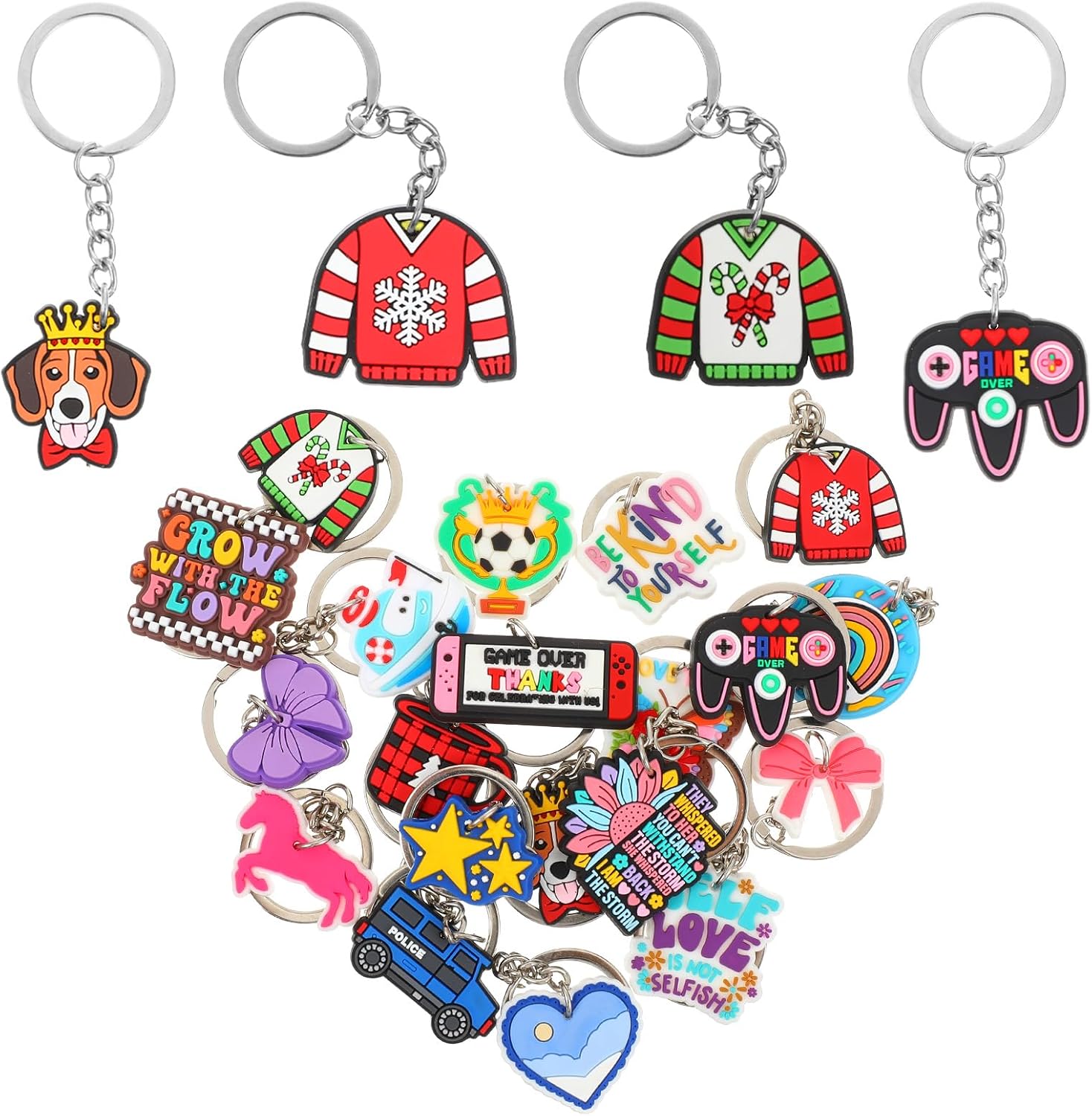 20Pcs Mixed Cute Keychains Set for Classroom Gifts and Party Favors