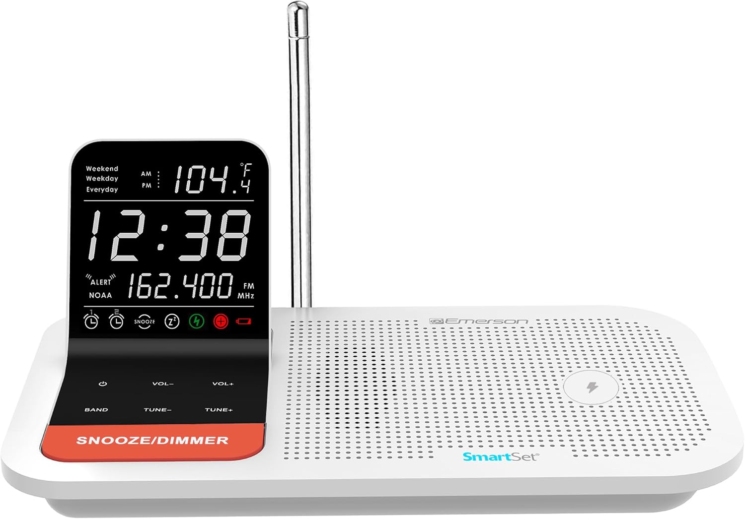 Emerson Weather Radio with Dual Alarm and Wireless Charging