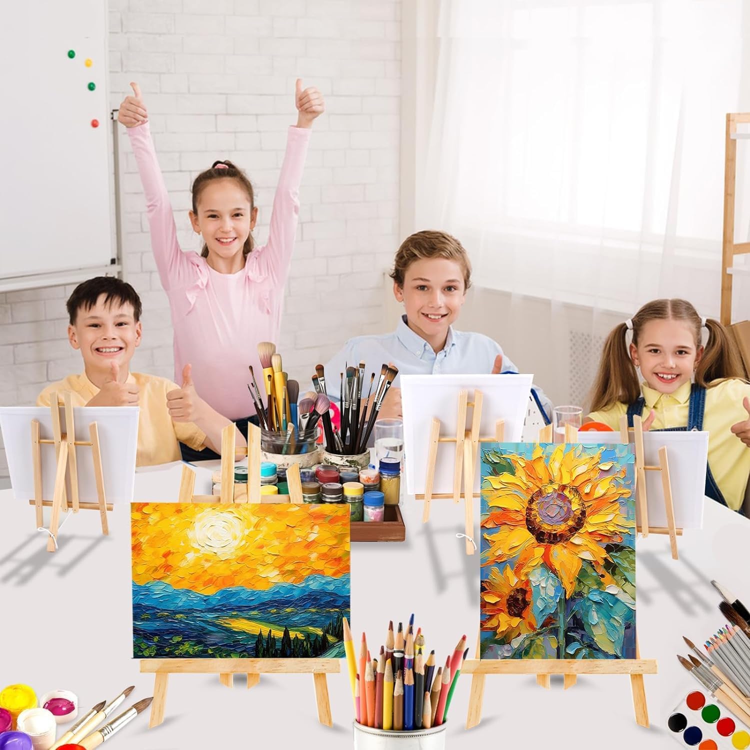 Qatalitic 10PCS 12 Inch Wooden Easel Stand