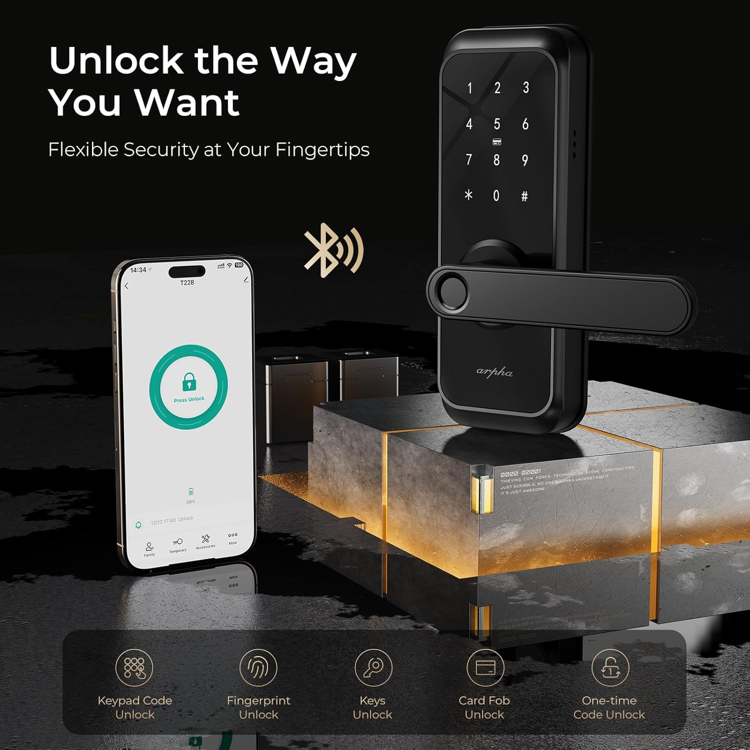 5-in-1 Keyless Entry Deadbolt with Fingerprint and APP Control