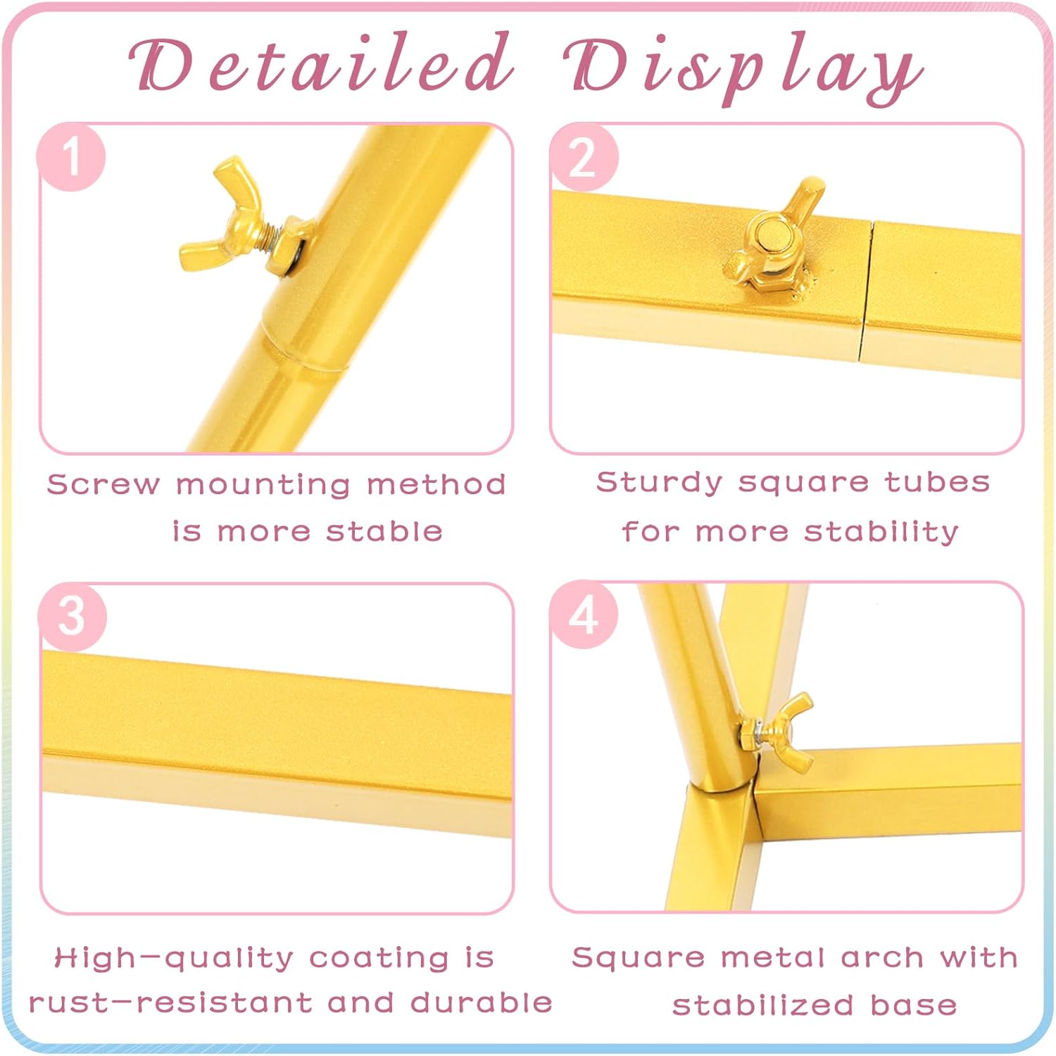 6FT Gold Metal Wedding Arch Backdrop Stand