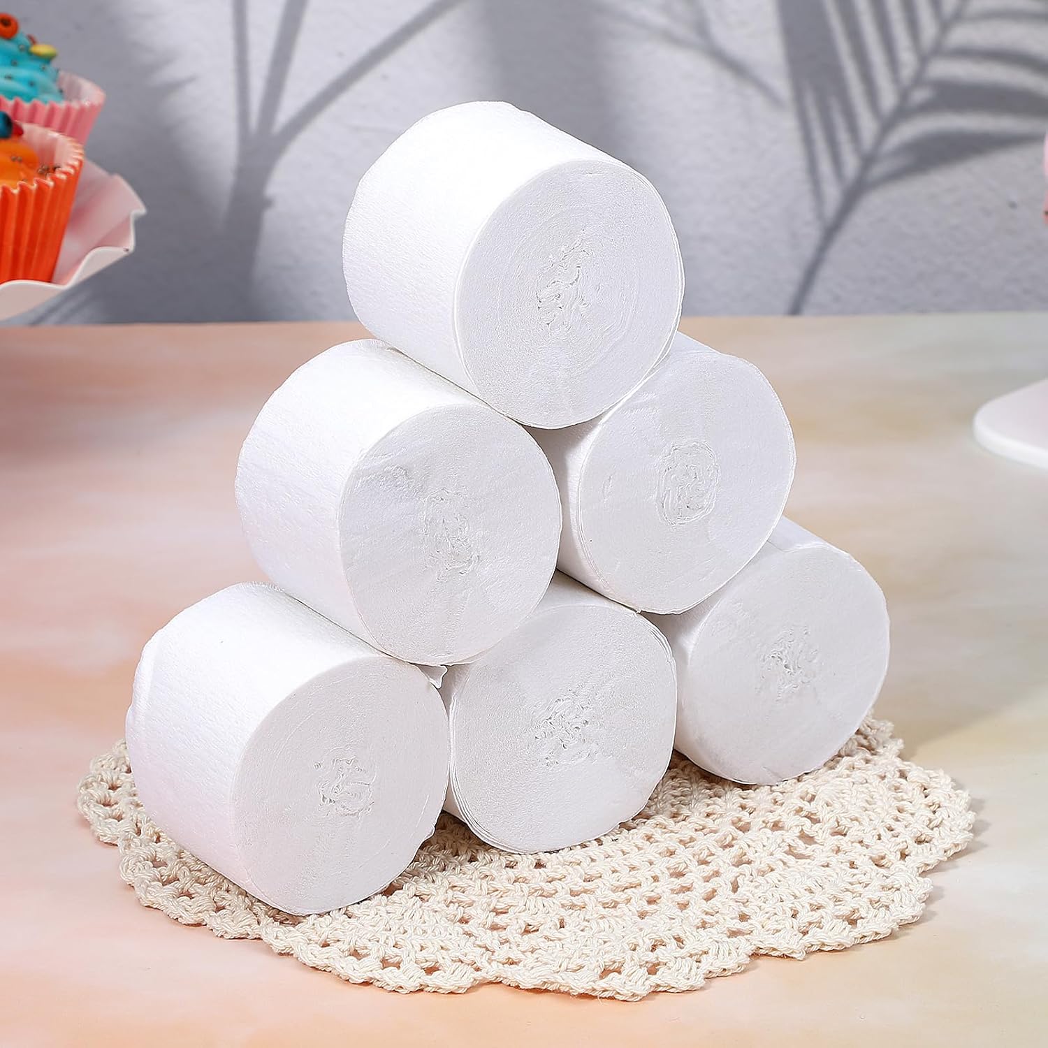 Cobee Crepe Paper Streamers 6 Rolls White