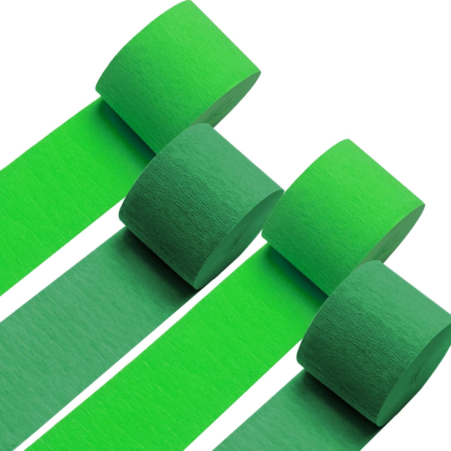Light Green and Dark Green Crepe Paper Streamers 4 Rolls