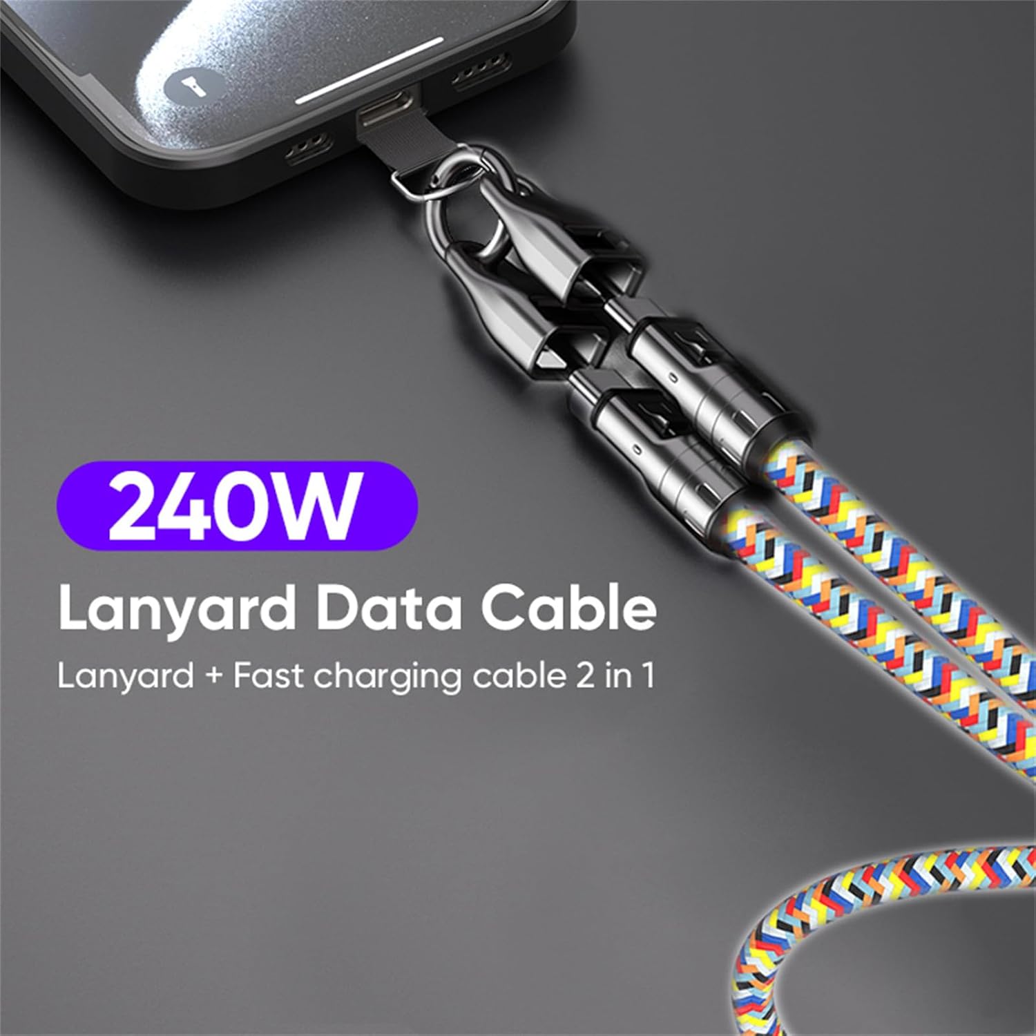 Ephoou 2 in 1 USB-C Lanyard Charging Cable