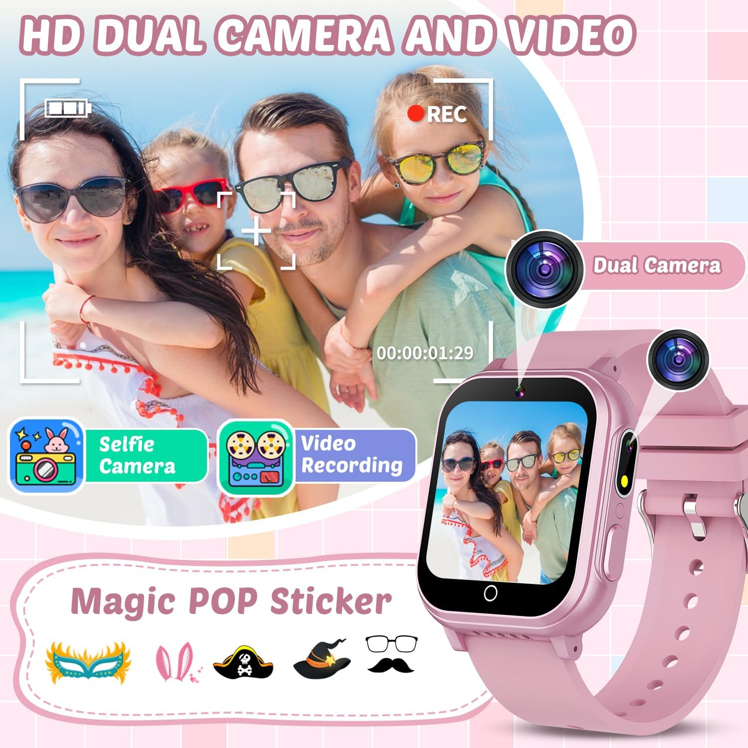 Waterproof Smart Watch for Kids with 32 Games