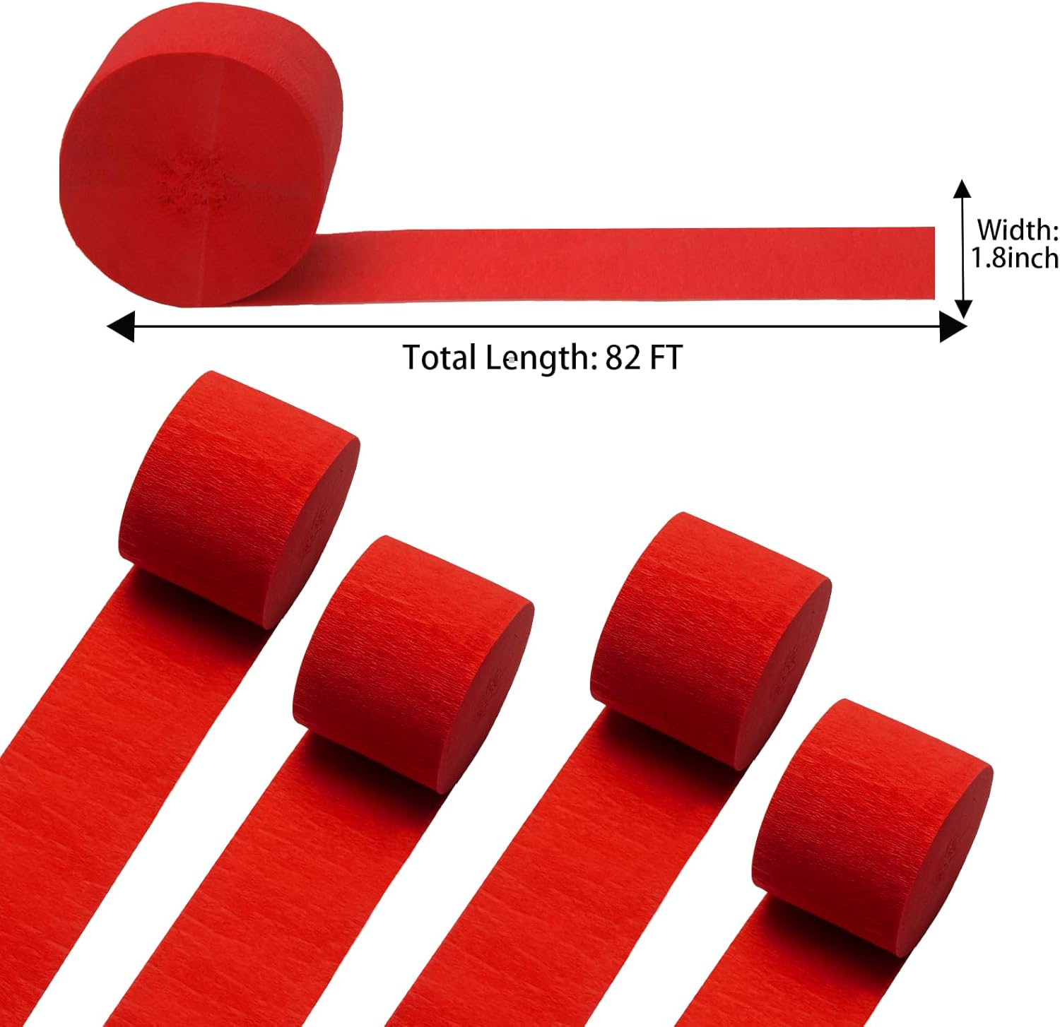 Red Crepe Paper Streamers 4 Rolls 328ft Pack