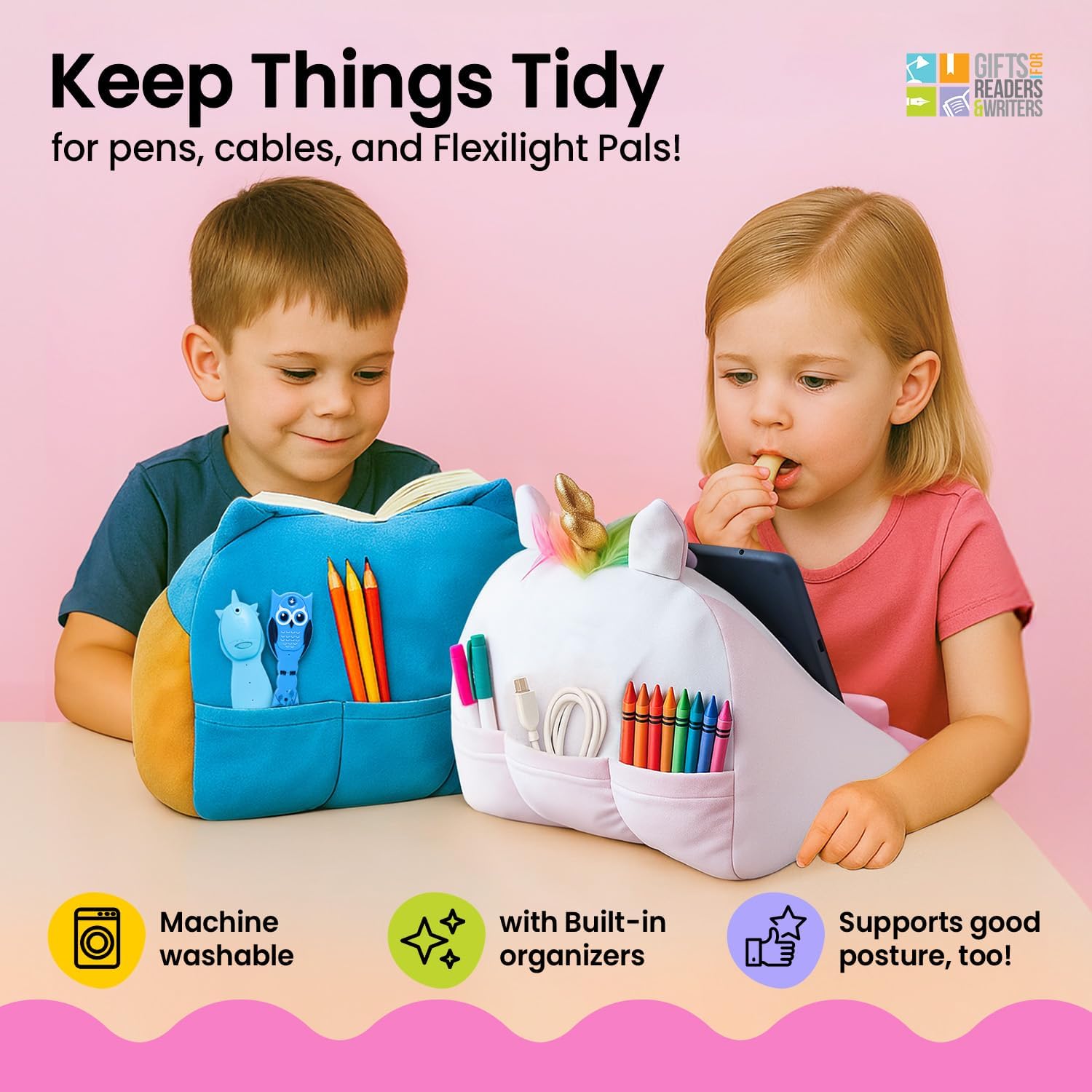 Fun iPad Stand for Kids Cuddly Book Holder and Reading Pillow