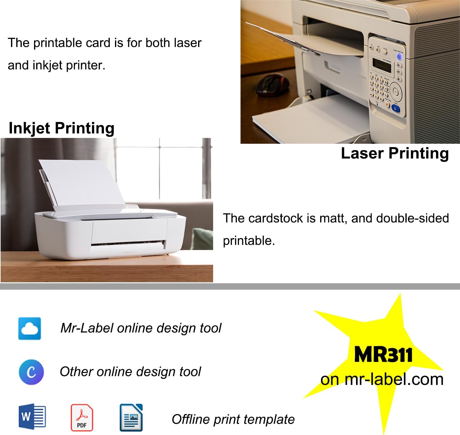 Mr-Label 100 Printable Place Cards 2x35 Inch Tent Cards