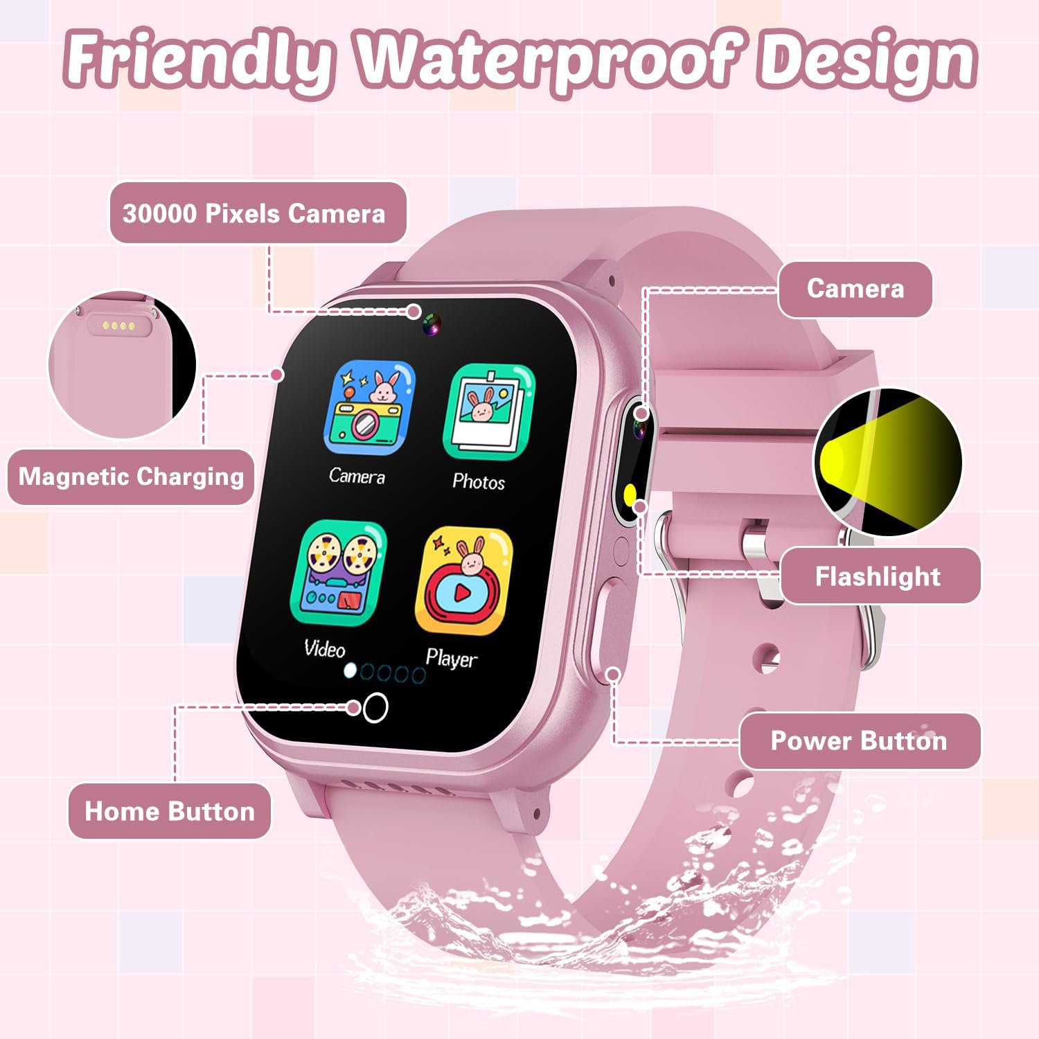 Waterproof Smart Watch for Kids with 32 Games
