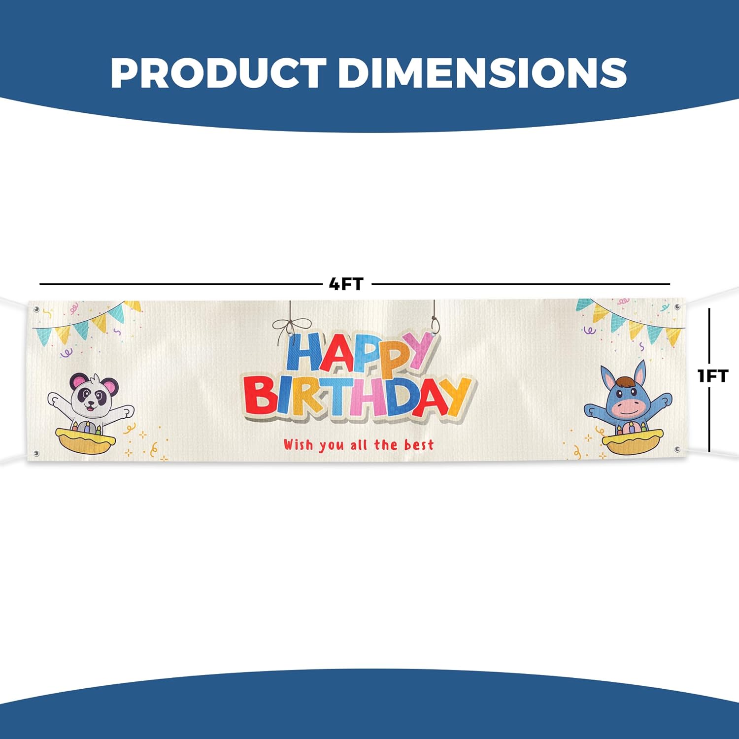 Happy Birthday Banner Sign 4x1 Ft Custom Outdoor Indoor Display