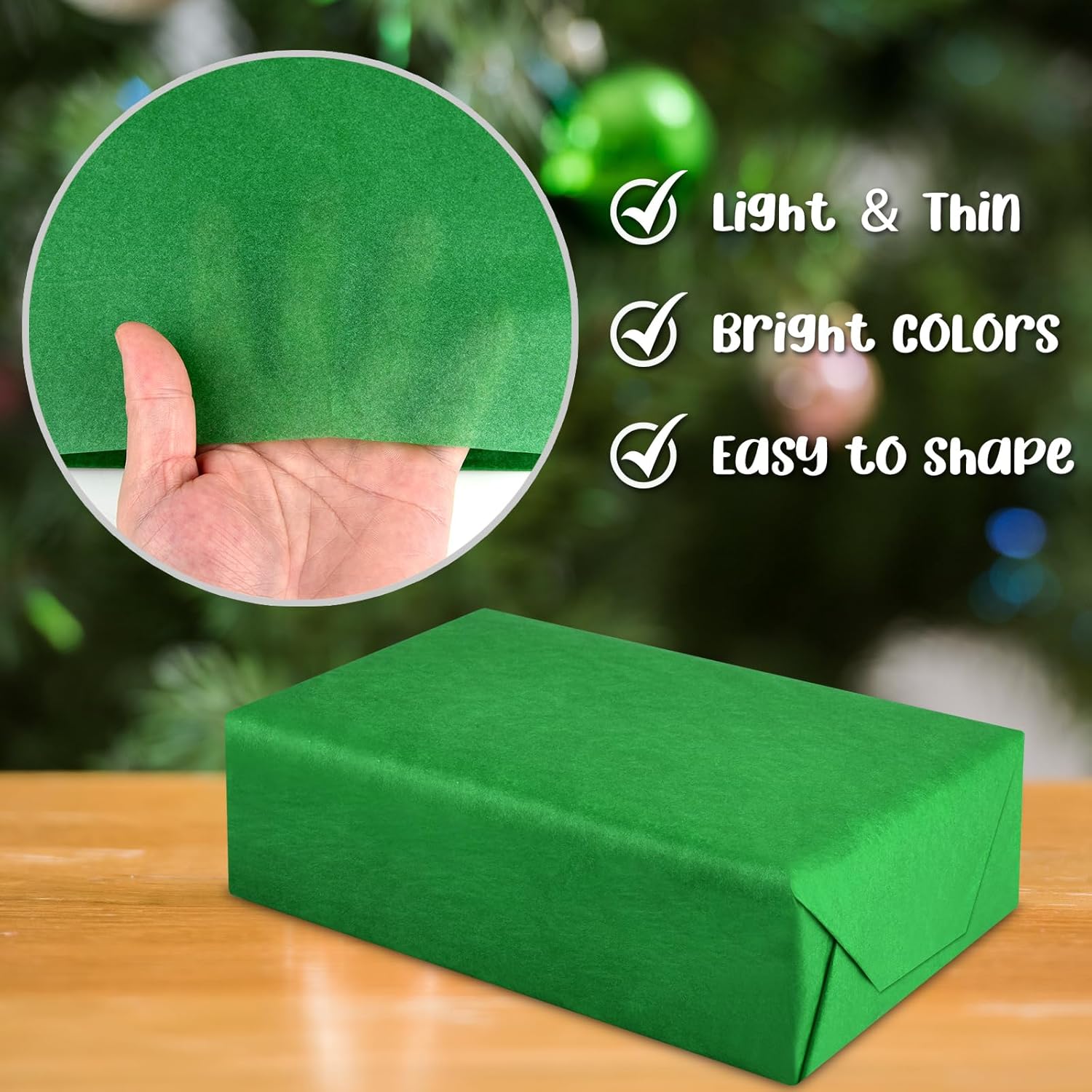 Morcheiong 60 Sheet Green Tissue Paper for Art and Wrapping