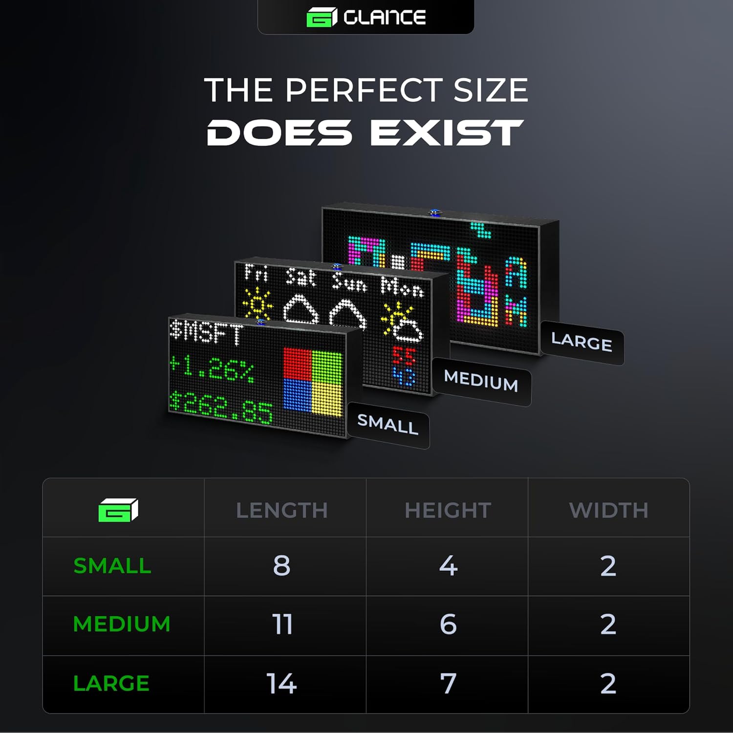 Glance LED Ticker Display - 8x4 Customizable Real Time Monitor