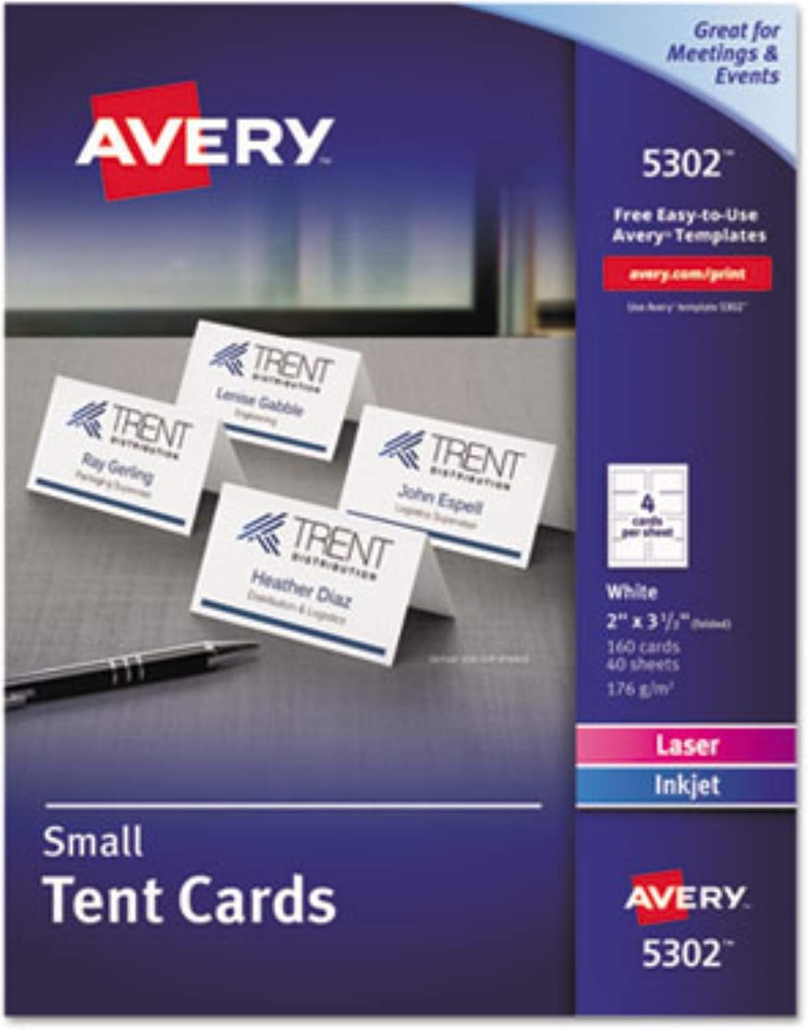 Avery Small Tent Cards 2x35 White Box of 160