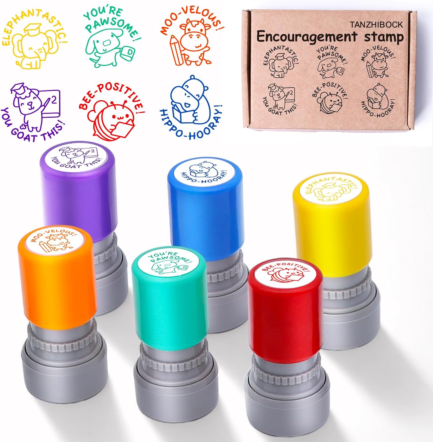 TANZHIBOCK 6-Piece Teacher Stamp Set for Classroom Grading