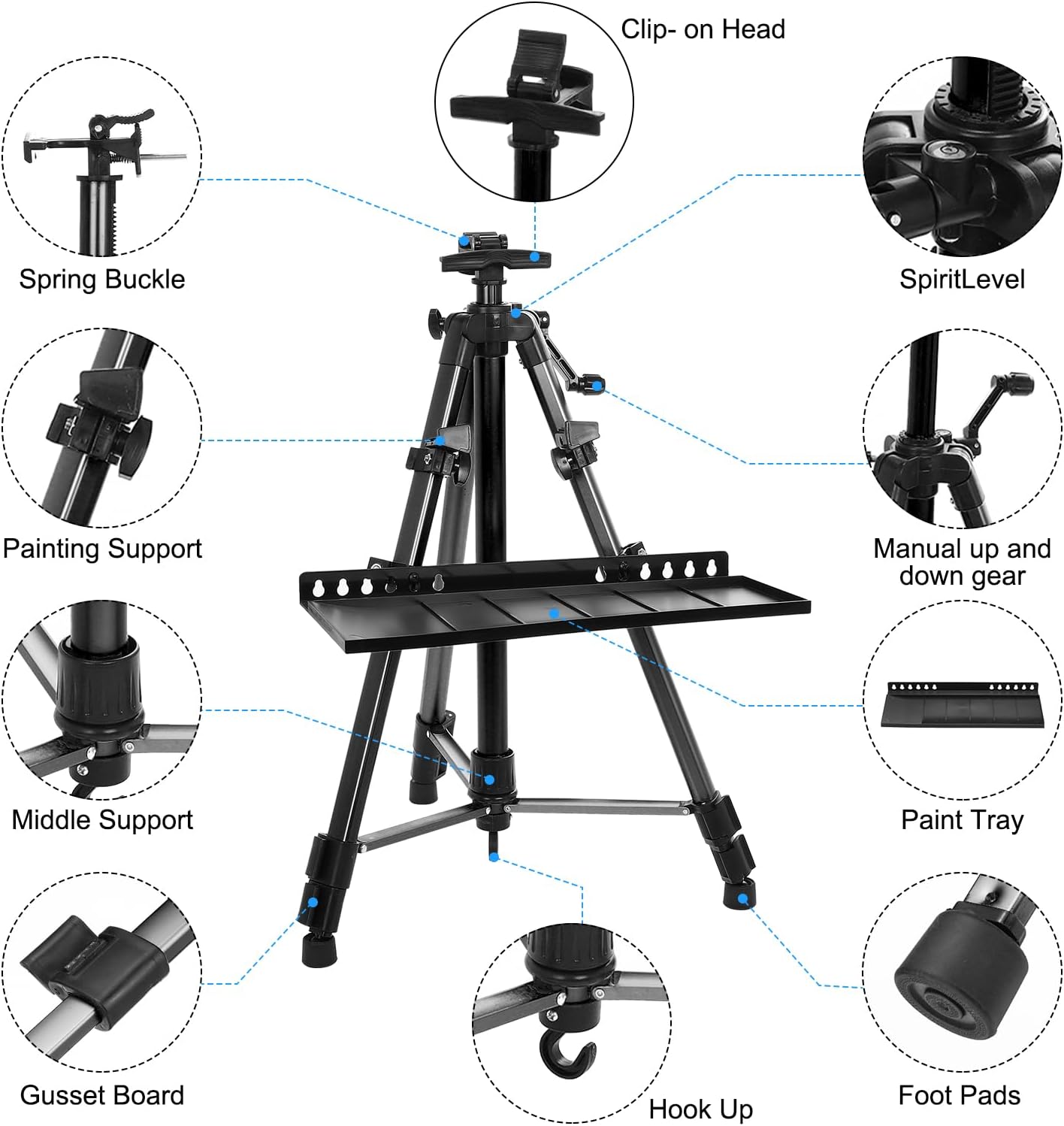 PATIKIL Artist Easel Stand Black Metal Adjustable Height