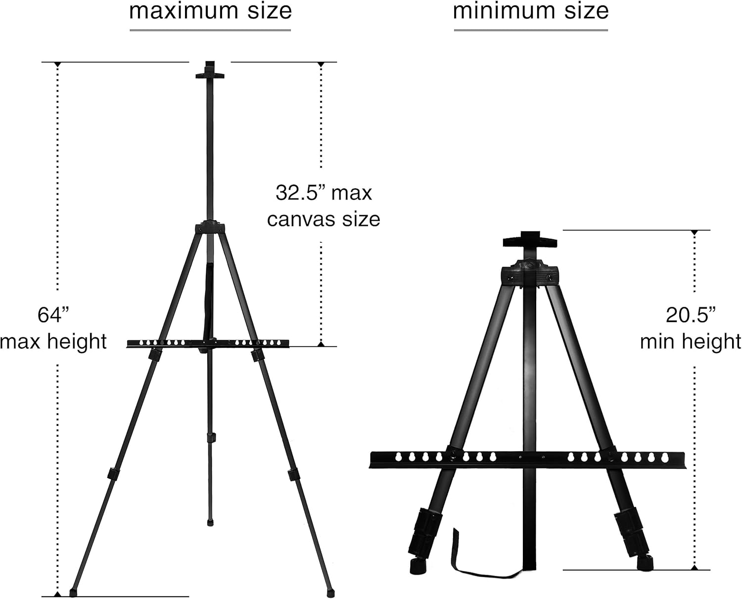 VViViD Black Aluminum Adjustable Display Easel with Carrying Case 64