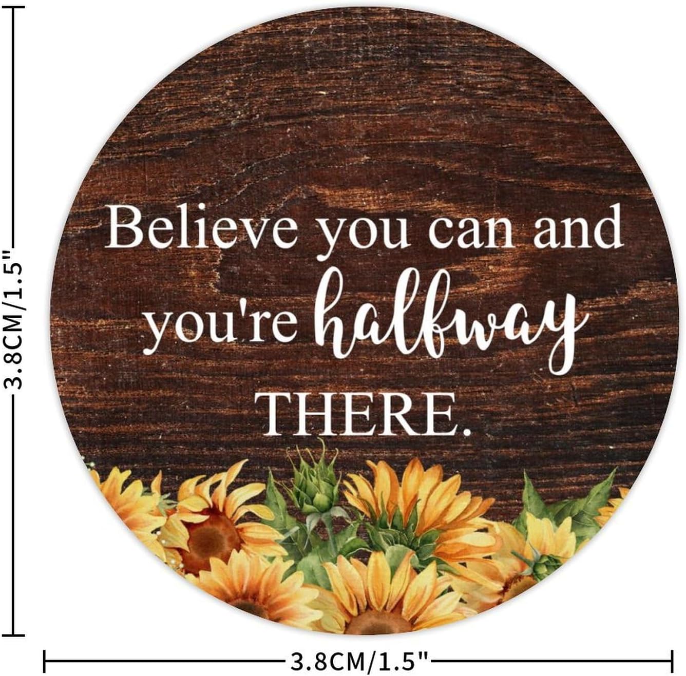 3 Inch Round Label Stickers 100pcs Believe You Can Quotes Decals