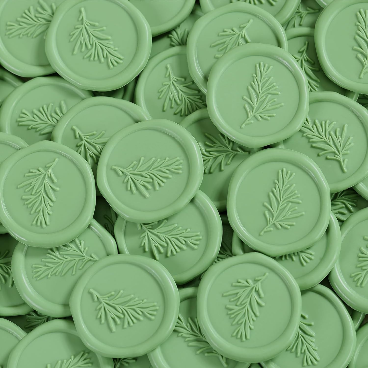 UNIQOOO Wax Seal Stickers Rosemary Design 50 Pcs Moss Green