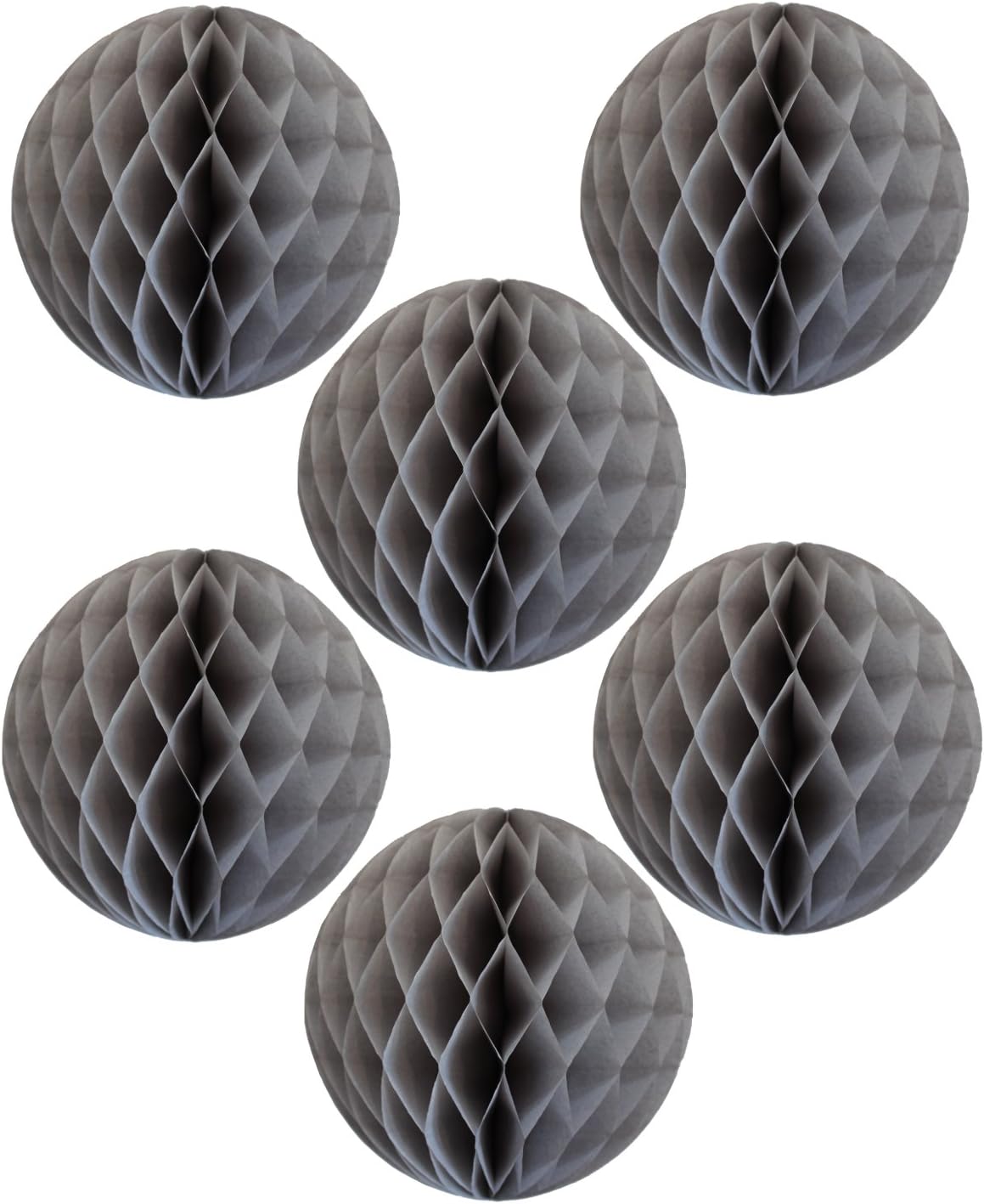 6-Pack 5 Inch Gray Honeycomb Tissue Paper Balls 1