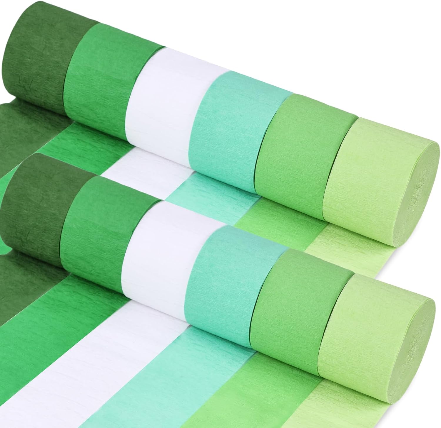 Koogel 12 Rolls Green and White Crepe Paper Streamers