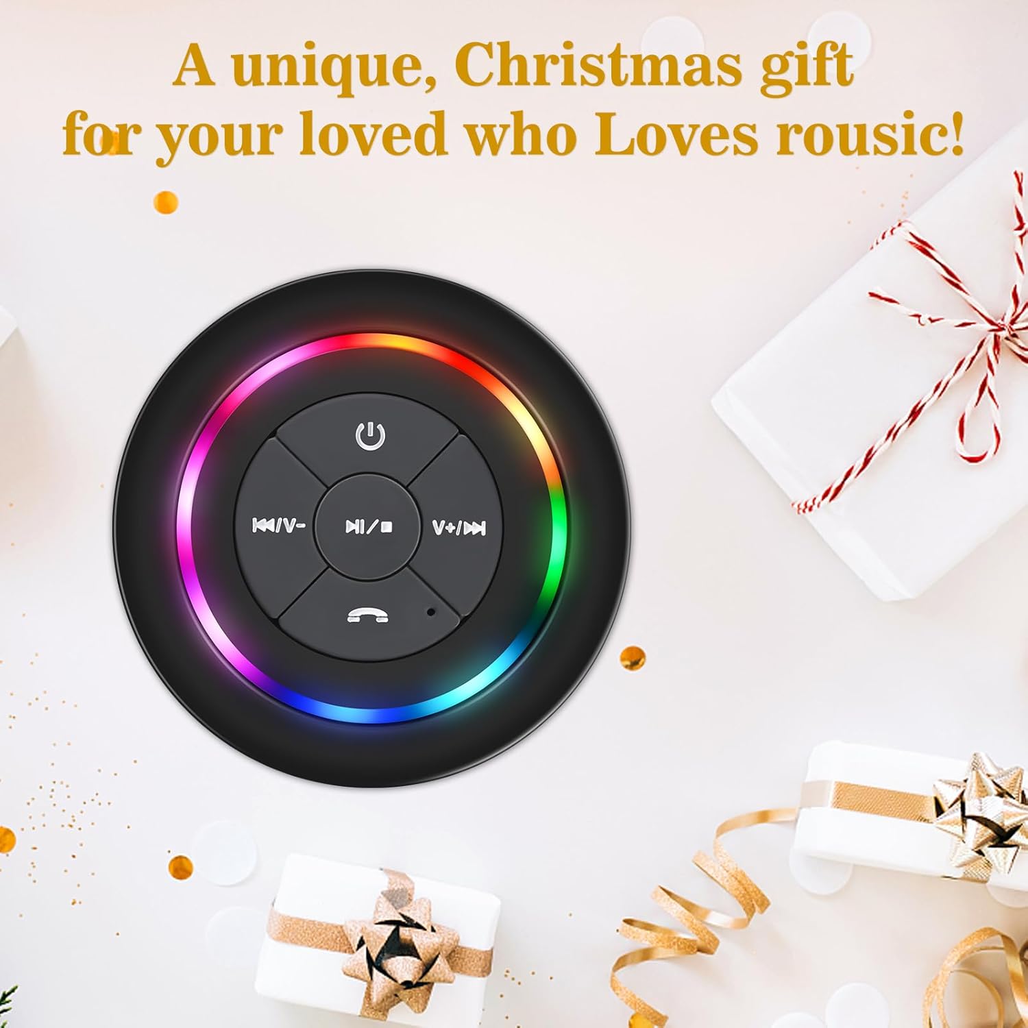 HaiSSKY Bluetooth Shower Speaker IPX7 Waterproof with LED Light