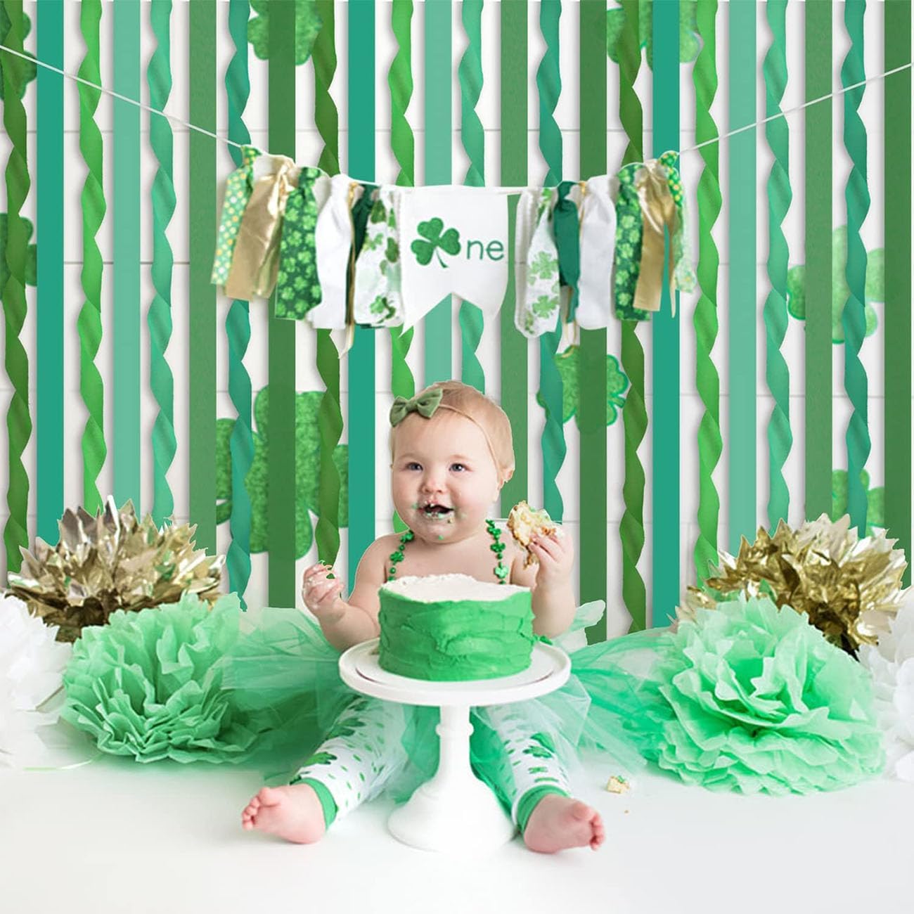 6 Rolls Green Crepe Paper Streamers for Party Decorations