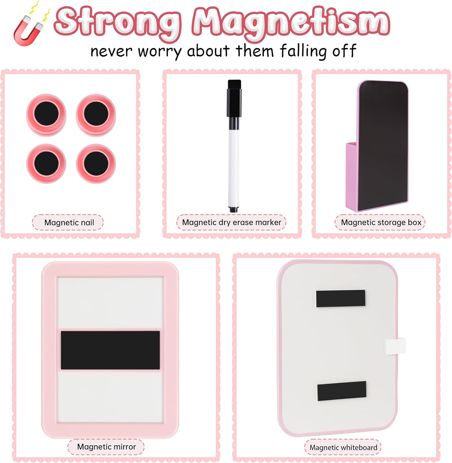 Pink Locker Accessories with Shelf Mirror and Whiteboard