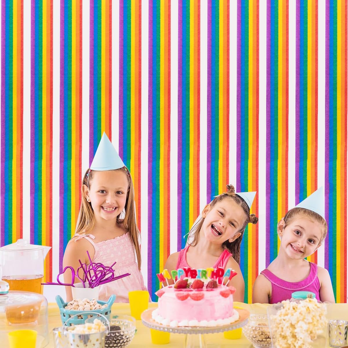 Willaudy Rainbow Crepe Paper Streamers 6 Rolls 197ft