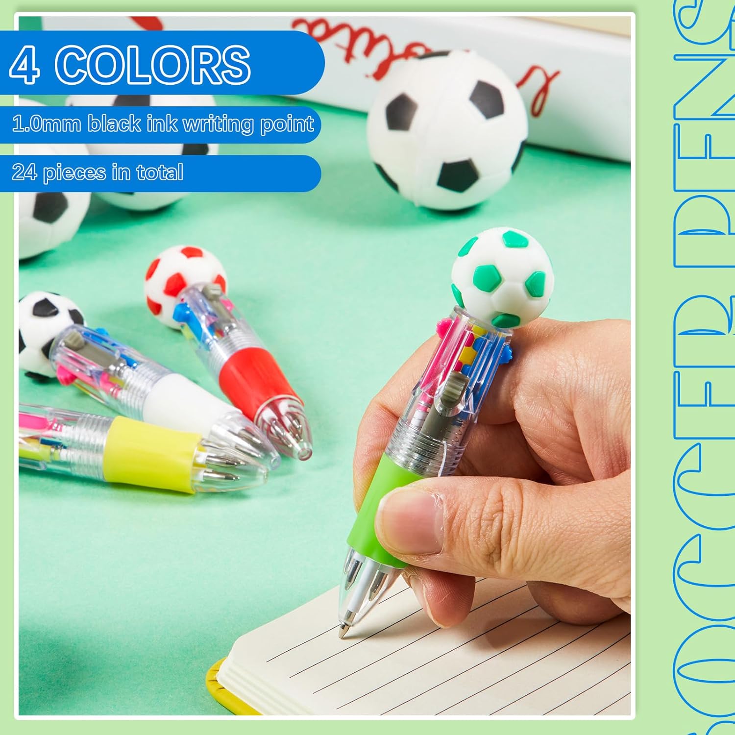 Kosiz 24 Pack Soccer Themed Multicolor Pens