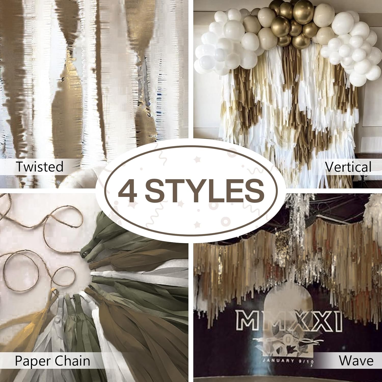 PartyWoo Crepe Paper Streamers 4 Rolls 328ft