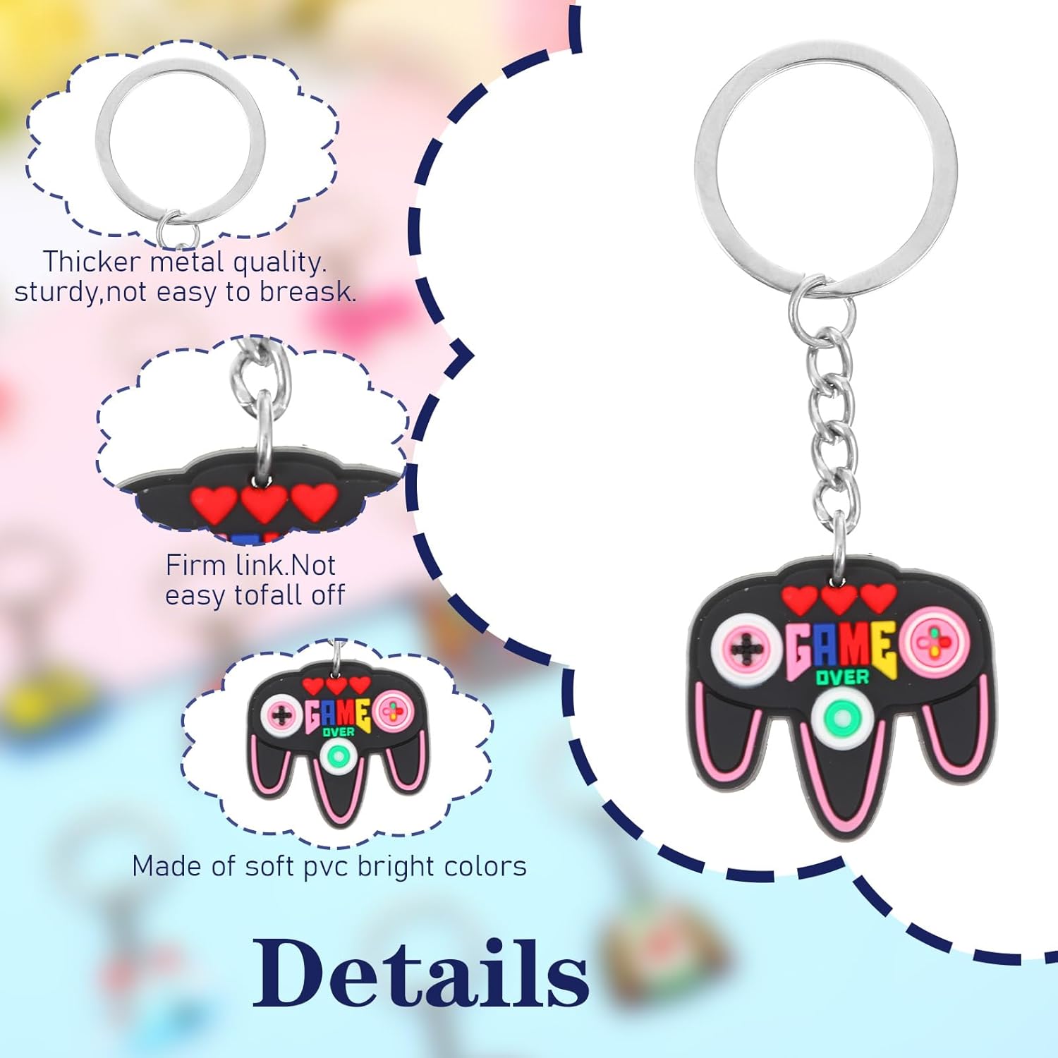 20Pcs Mixed Cute Keychains Set for Classroom Gifts and Party Favors