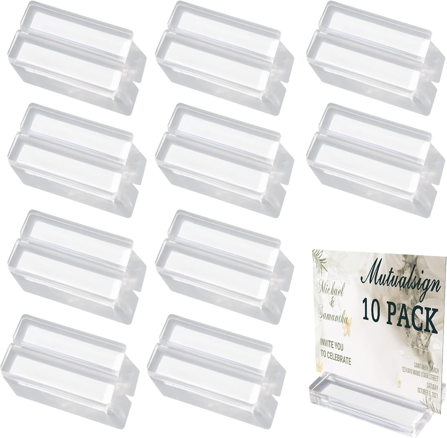 10 Piece Acrylic Name Card Holder Clear Sign Display Stand